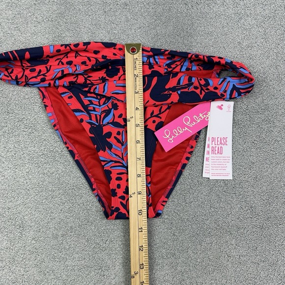 Lilly Pulitzer Swimwear Womens 10 Ruby Red Floral Trey Bikini Bottom Beach New - Picture 6 of 7